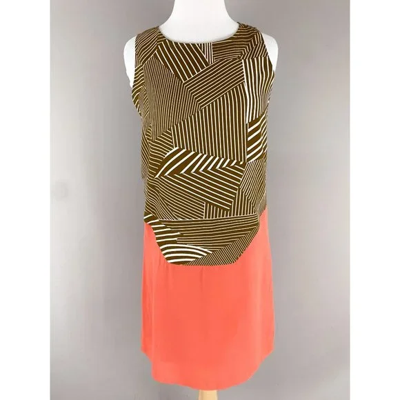 THML | Dresses | Thml Orange Brown Ivory Sleeveless Dress Xs | Poshmark